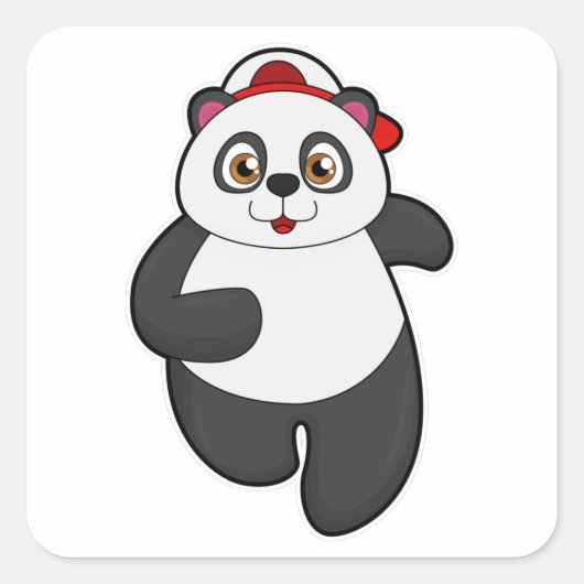 Panda bij het runnen met Pet Vierkante Sticker (Voorkant)