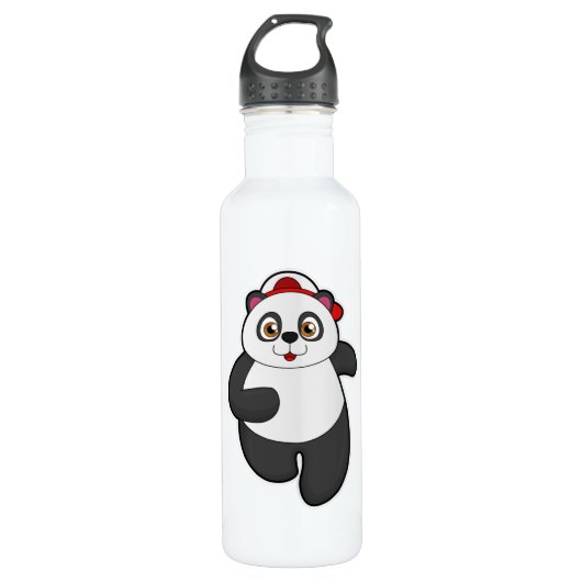 Panda bij het runnen met Pet Waterfles (Voorkant)