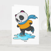 Panda bij het schaatsen met schaatsen & sjaal kaart (Achterkant)
