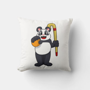 Panda bij Hockey met Hockey bat Kussen