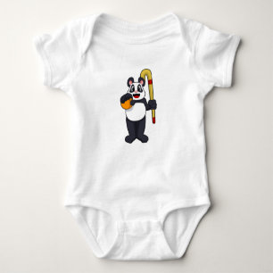 Panda bij Hockey met Hockey bat Romper