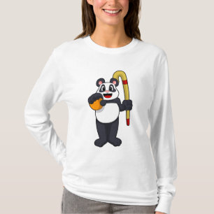 Panda bij Hockey met Hockey bat T-shirt