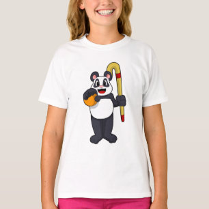 Panda bij Hockey met Hockey bat T-shirt