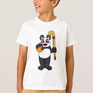 Panda bij Hockey met Hockey bat T-shirt