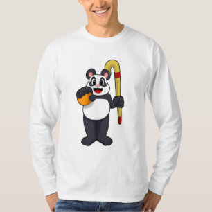Panda bij Hockey met Hockey bat T-shirt
