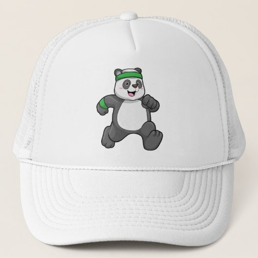 Panda bij Jogging met hoofdband Trucker Pet (Voorkant)
