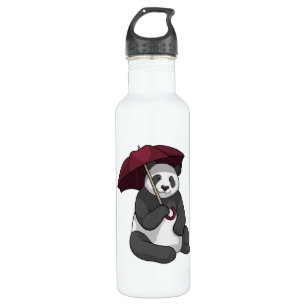 Panda bij Regen met Umbrella Waterfles