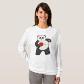 Panda bij tafeltennis met Tafeltennisracket T-shirt (Voorkant volledig)