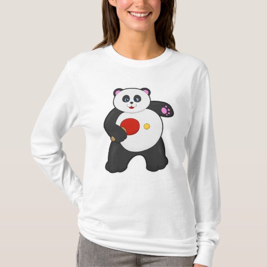 Panda bij tafeltennis met Tafeltennisracket T-shirt (Voorkant)