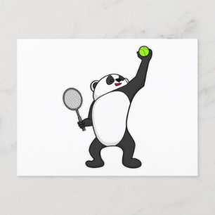 Panda bij tennis met tennisracket briefkaart