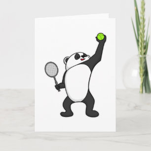 Panda bij tennis met tennisracket kaart