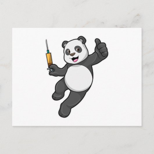 Panda bij vaccinatie met spuit briefkaart (Voorkant)