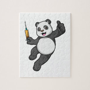 Panda bij vaccinatie met spuit legpuzzel