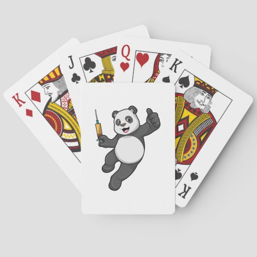 Panda bij vaccinatie met spuit pokerkaarten (Achterkant)