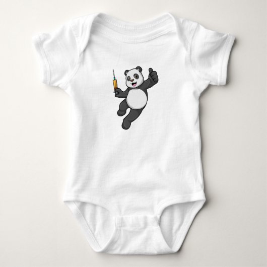 Panda bij vaccinatie met spuit romper (Voorkant)