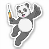 Panda bij vaccinatie met spuit sticker (Voorkant)