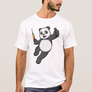 Panda bij vaccinatie met spuit t-shirt