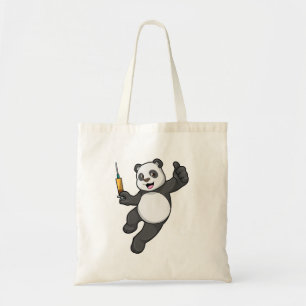 Panda bij vaccinatie met spuit tote bag