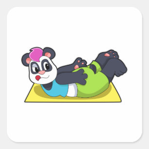 Panda bij Yoga op Yoga mat Vierkante Sticker