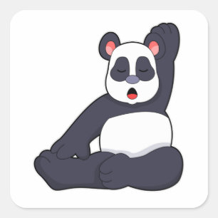 Panda bij Yoga Stretching-oefeningen Vierkante Sticker