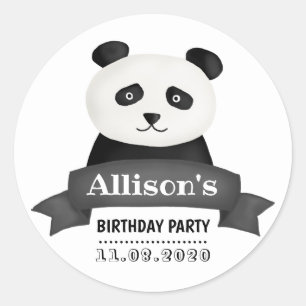 Panda Birthday Party Ronde Sticker