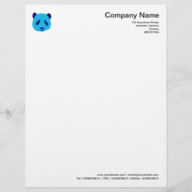 Panda - Blauw Briefhoofd (Voorkant)