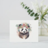 Panda Bloemen Aquarel Briefkaart (Staand voorkant)