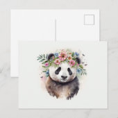 Panda Bloemen Aquarel Briefkaart (Voorkant / Achterkant)