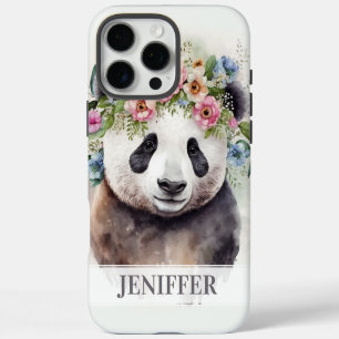 Panda Bloemen Aquarel iPhone 16 Pro Max Hoesje