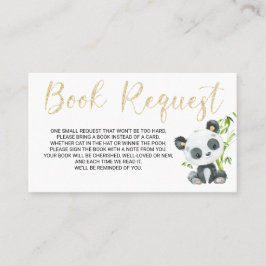 Panda Book Request Kaart for Baby shower Birthday Visitekaartje