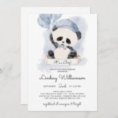 Panda Boy Baby shower Kaart (Voorkant / Achterkant)