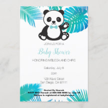Panda Boy Baby shower Uitnodiging