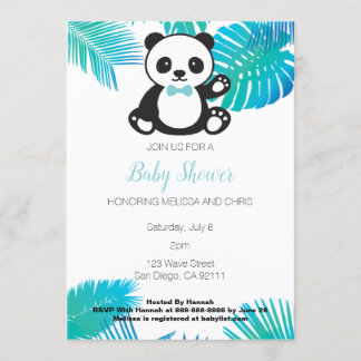 Panda Boy Baby shower Uitnodiging
