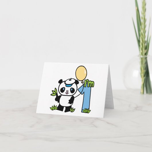 Panda Boy First Birthday Fill-in Invitations (Devant)