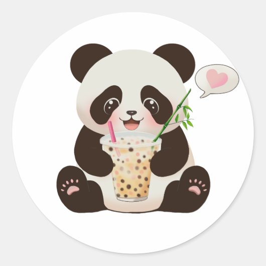 Panda Bubble thee Ronde Sticker (Voorkant)