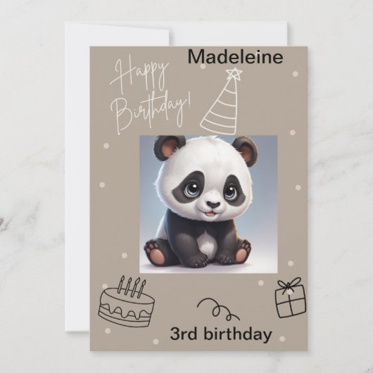 Panda câlin, carte d'anniversaire inscriptible (Devant)