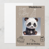 Panda câlin, carte d'anniversaire inscriptible (Devant / Derrière)