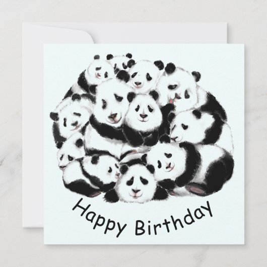 Panda carte d'anniversaire Pandas de famille heure (Dos)