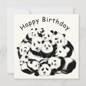 Panda carte d'anniversaire Pandas de famille heure (Devant)