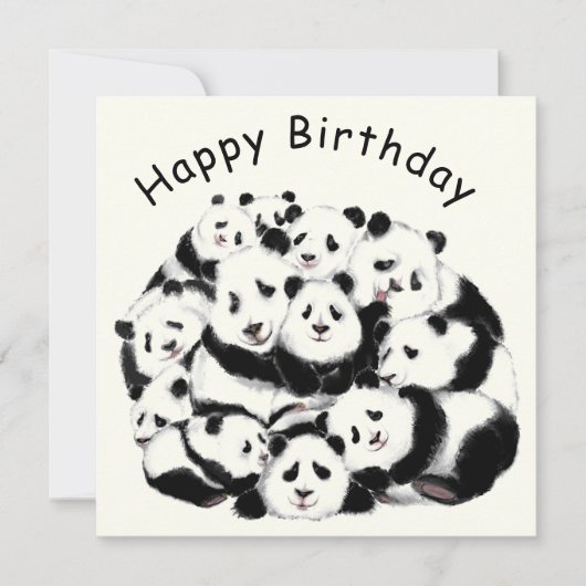 Panda carte d'anniversaire Pandas de famille heure (Devant)