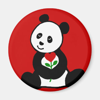 Panda Cartoon en een hartbloem Magneet