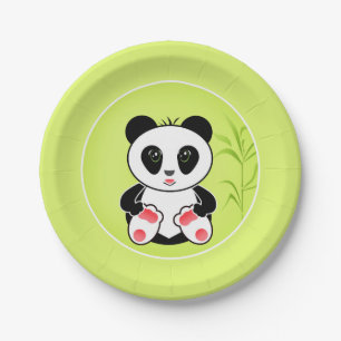 Panda, cartoon, kinderen papieren bordje