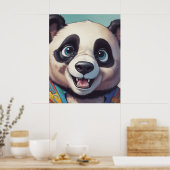 Panda Cartoon Tekening Kunst Poster (Keuken)