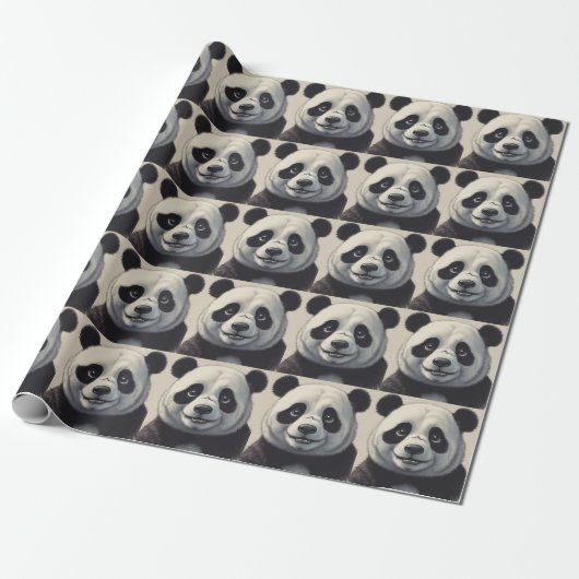 Panda Cartoon Tekenkunst Cadeaupapier (Uitgerold)