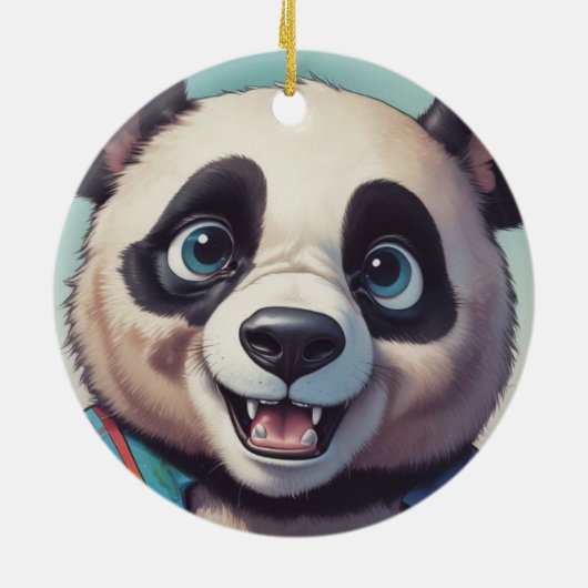 Panda Cartoon Tekenkunst Keramisch Ornament (Achterkant)
