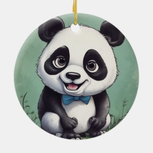 Panda Cartoon Tekenkunst Keramisch Ornament (Achterkant)