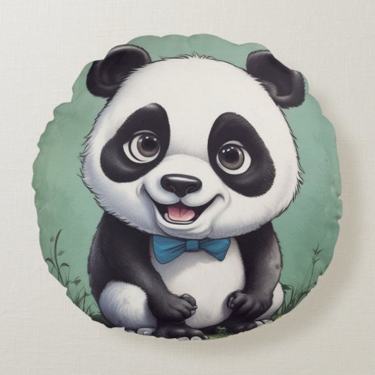 Panda Cartoon Tekenkunst Rond Kussen (Voorkant)