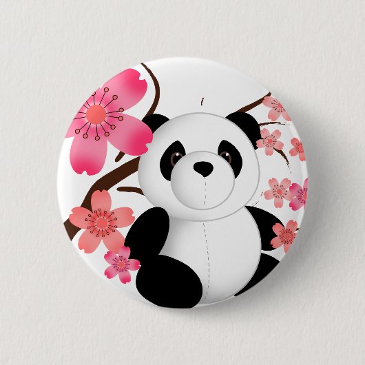 Panda Cherry Blossom Ronde Button 5,7 Cm (Voorkant)