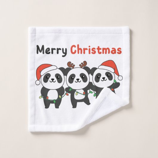 Panda Christmas Animals Pandas Merry Christmas (Gant de toilette)