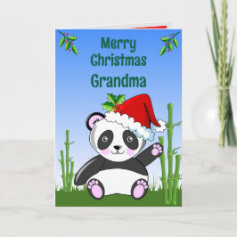 Panda Christmas Folded Greeting Card Kaart